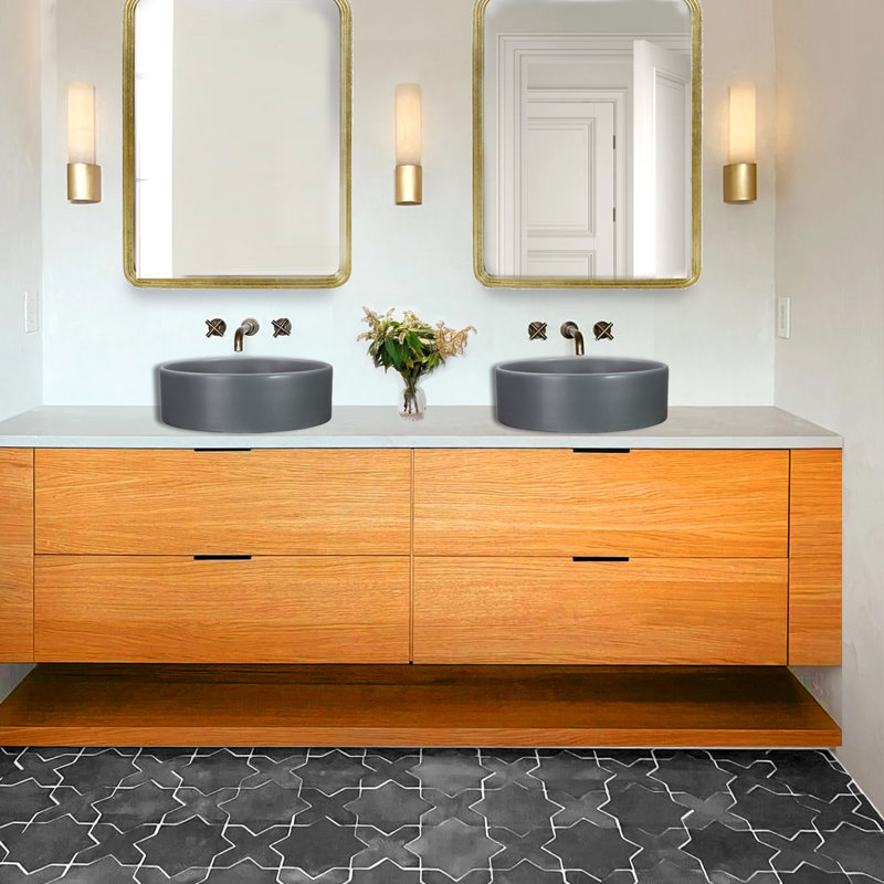 Regatta Poured Circular Vessel Bathroom Sink, Concrete