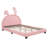 Upholstered Leather Platform Bed With Rabbit Ornament-744387595-759230256
