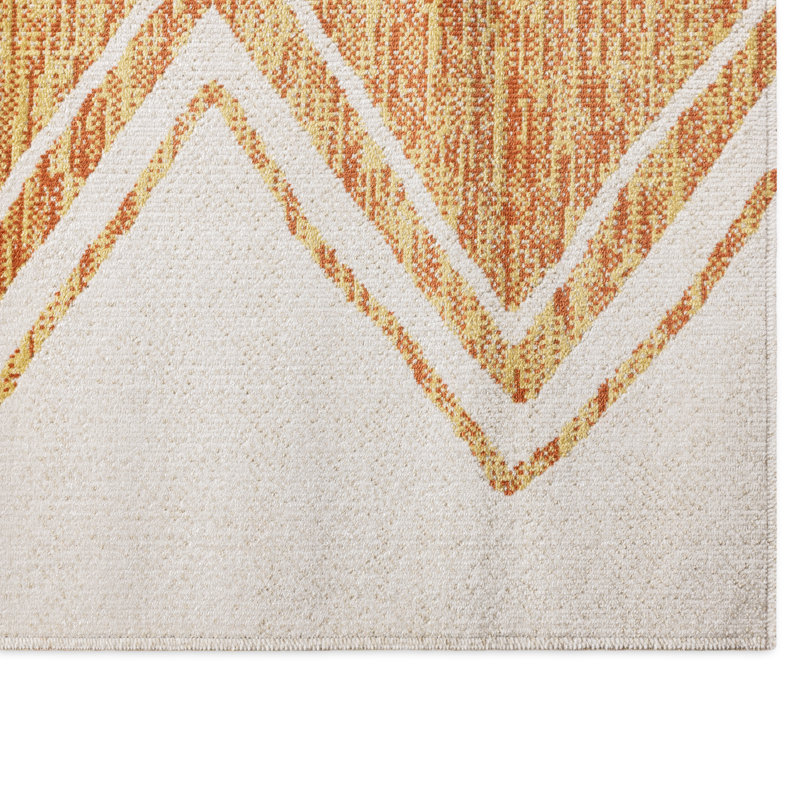 Tapis intérieur / extérieur ivoire / moutarde Nicole Miller, Rectangle 7 pi 9 po x 10 pi 2 po