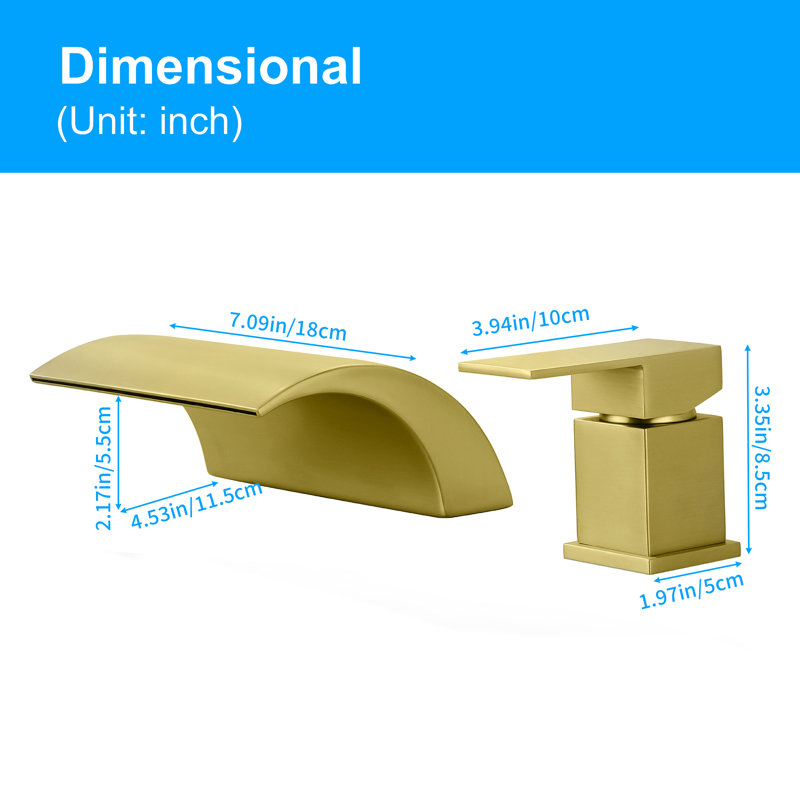 Waterfall Single-Handle Bathroom Faucet Set, Brushed Gold