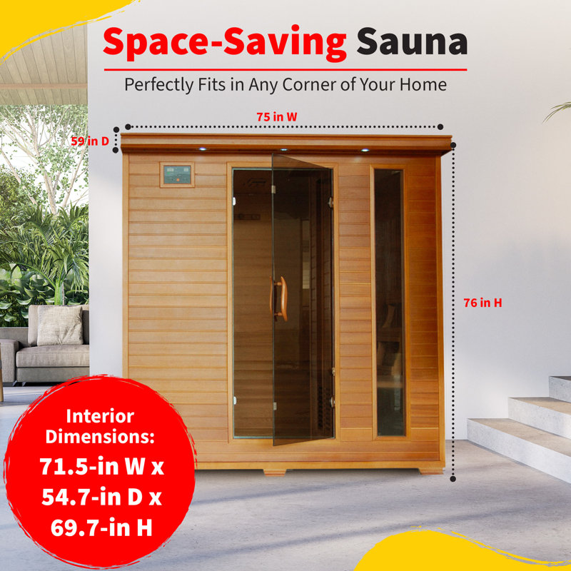 Sauna infrarouge en cèdre 6 personnes avec 10 chauffages au carbone Heatwave