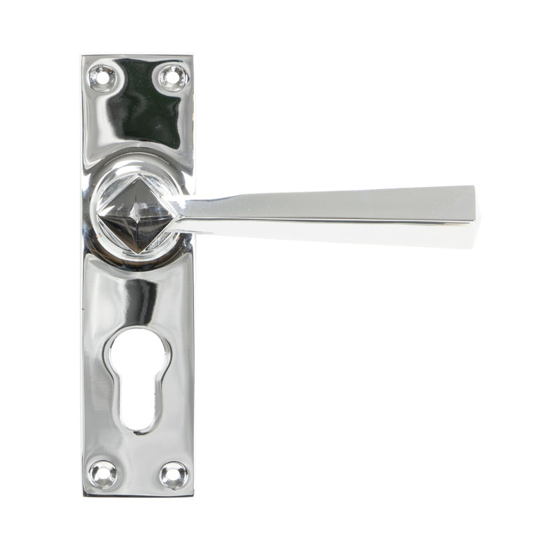 Straight Lock Door Handle, Polished Chrome