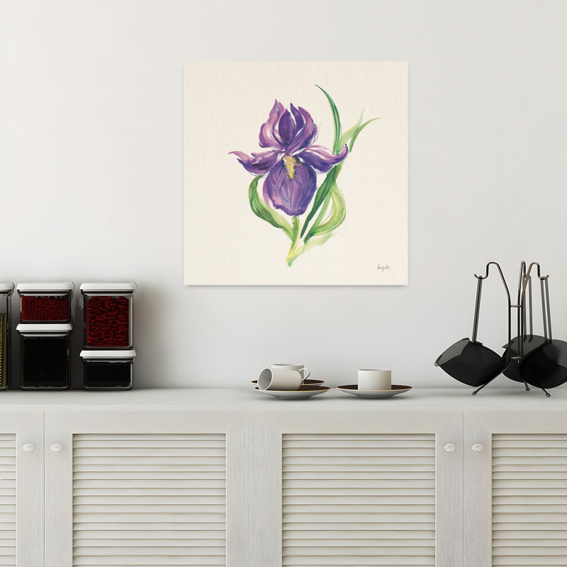 Fleur de Pâques I, art contemporain iris au printemps, H 18 po x l 18 po