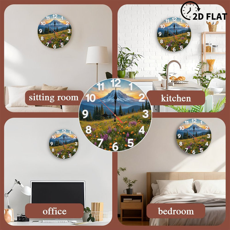 Décoration murale horloge de montagne