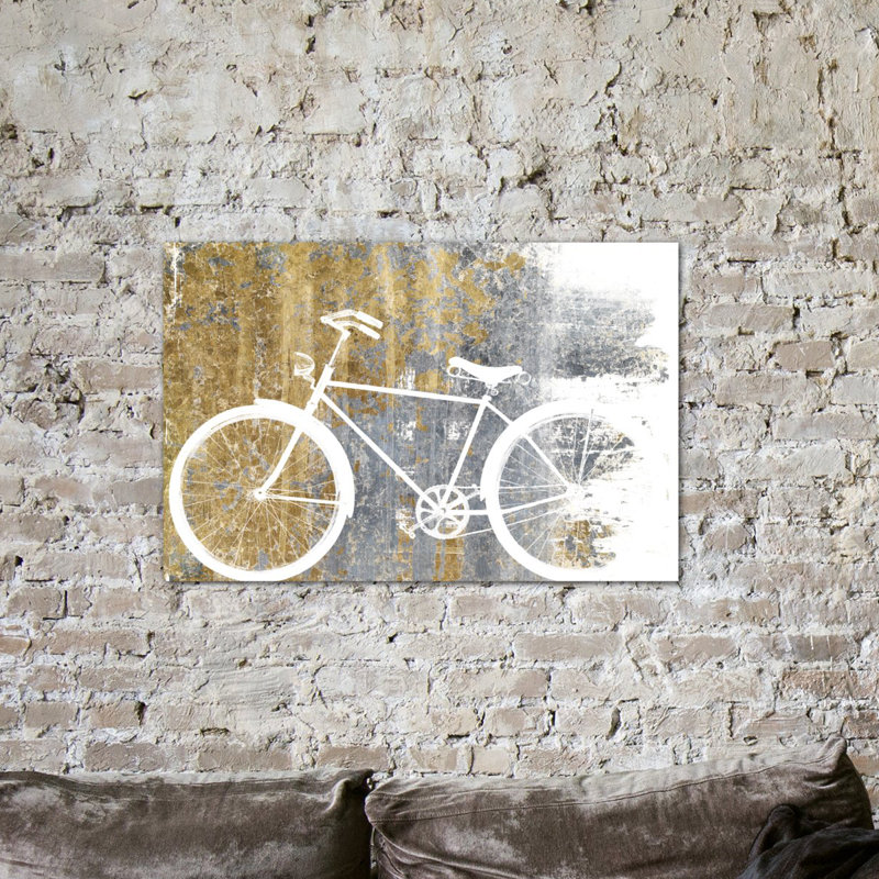 «Gilded Bicycle», impression sur toile tendue, H 26 po x l 40 po x P 1,5 po, Pas de tapis, Toile tendue
