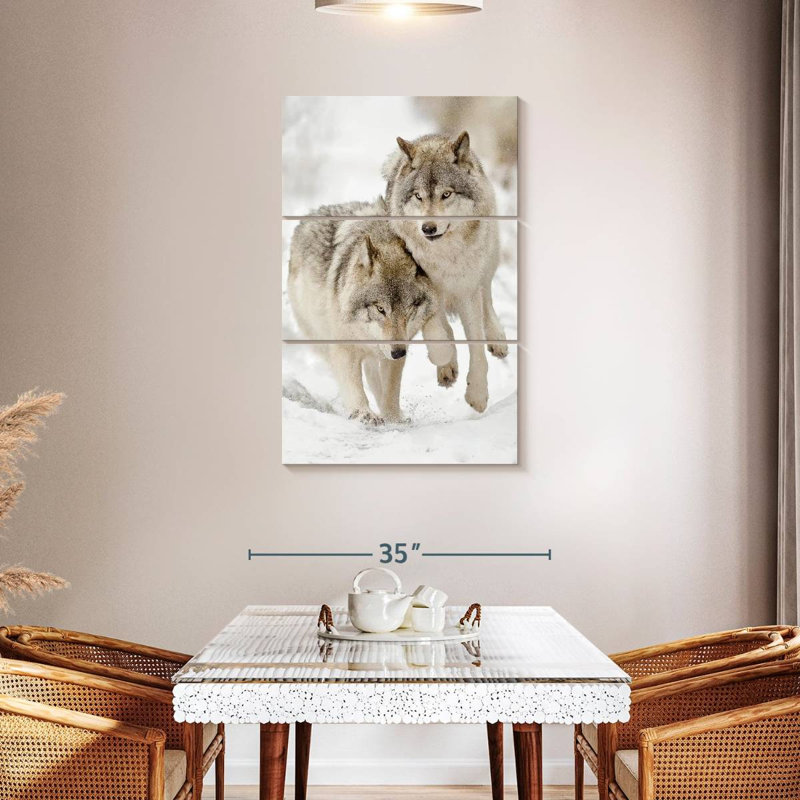 Brampt Playful Gray Wolves, 45" H x 28" W