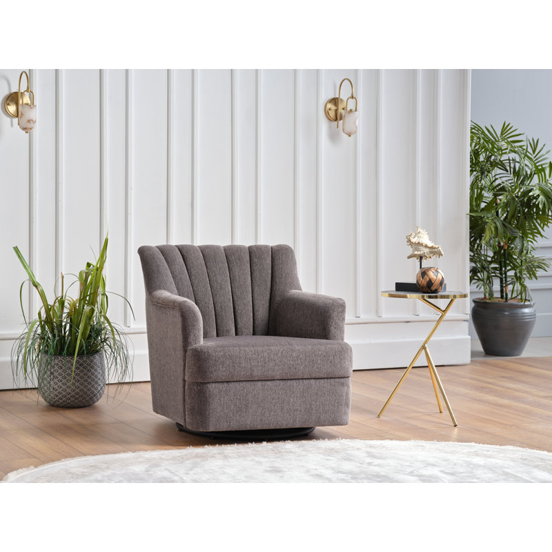 Urbane 31.5'' Wide Swivel Armchair, Gray Polyester Blend