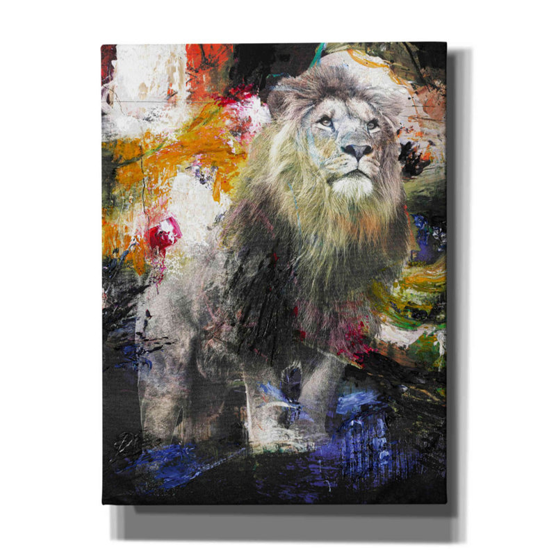 Lion sur toile par Design Fabrikken, H 16 po x l 12 po x P 0,75 po