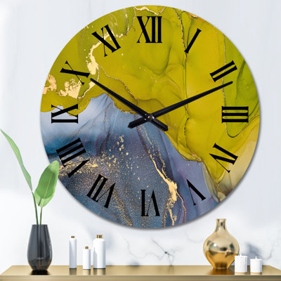Horloge murale moderne verte et bleue