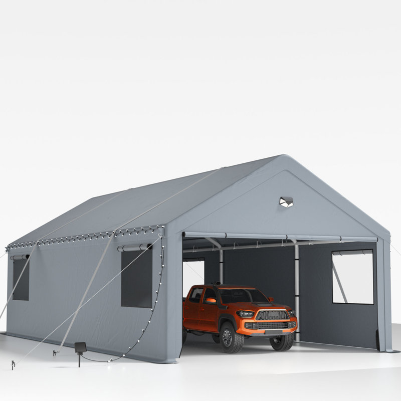 13 ft. W x 25 ft. D Heavy Duty Carport Canopy, Extra Large Portable Car Tent Garage with Roll-up Windows and All-Season Tarp Cover