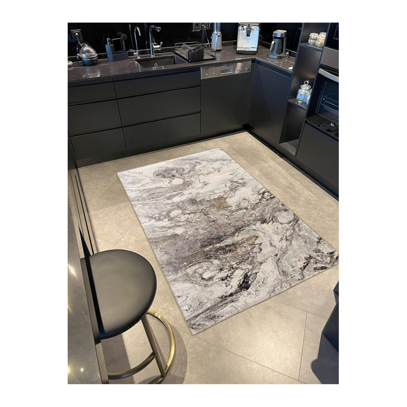 Tapis décoratif lavable Marble, Sous-tapis carré 3 pi 3 po inclus