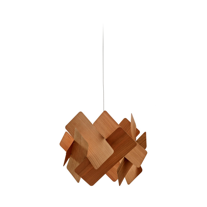 1 - Light Pendant, E26 Base, Natural Cherry, Matte Black