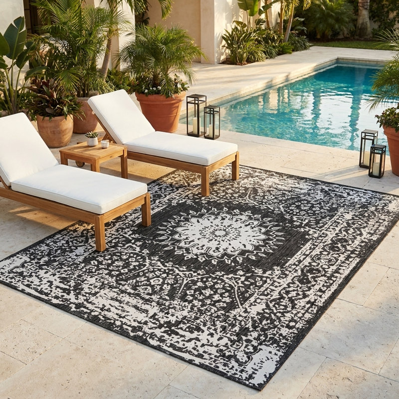 Tapis intérieur / extérieur Ornate Lamotte, Rectangle 9 pi x 12 pi