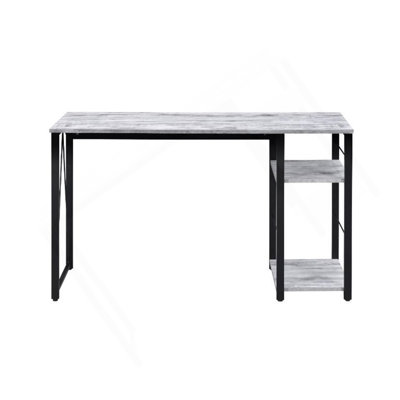 Bureau d'écriture rectangulaire avec tablette à 2 niveaux, blanc antique et noir