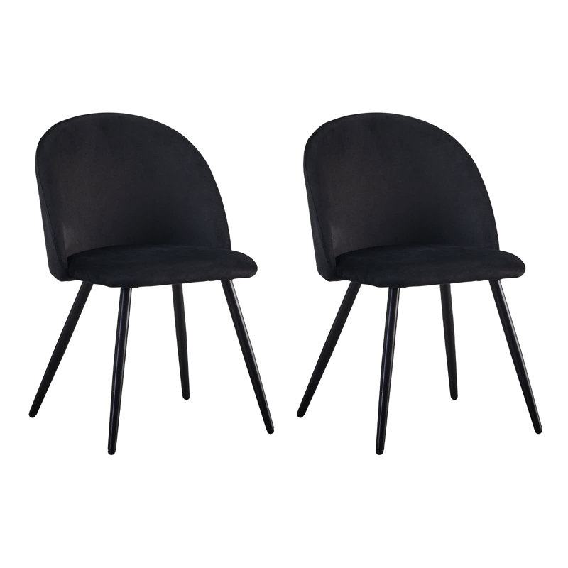 Agran Velvet Upholstered Dining Chair, Black