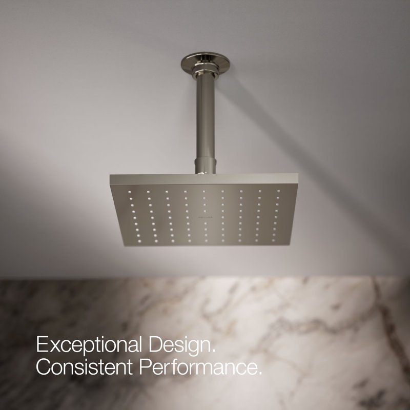 Contemporary Rain Shower Head, Vibrant Polished Nickel, 1.75 GPM, Square