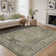 Oriental Machine Washable Sage/Gray Area Rug with Non-Slip Backing