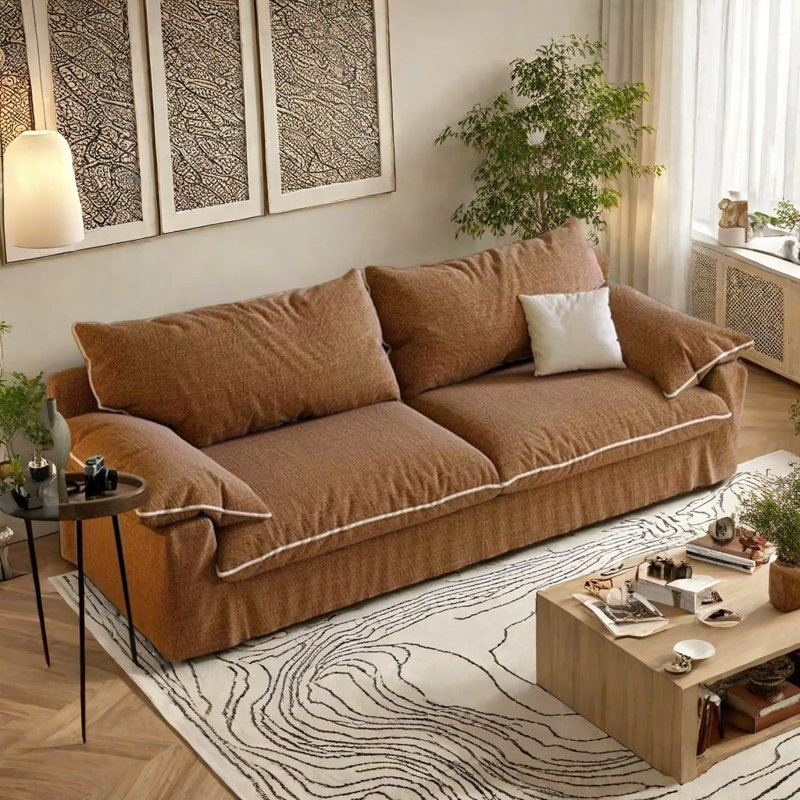 Canapé en tissu moderne et minimaliste, Brun