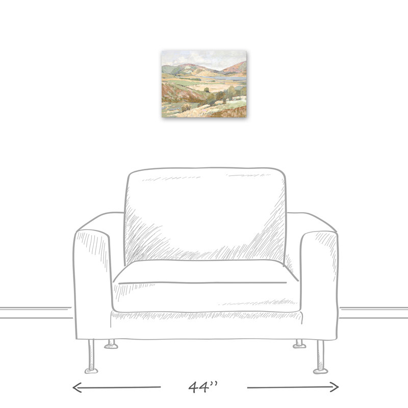 Doux paysage pastel sur toile, H 11 po x l 14 po x P 1,25 po