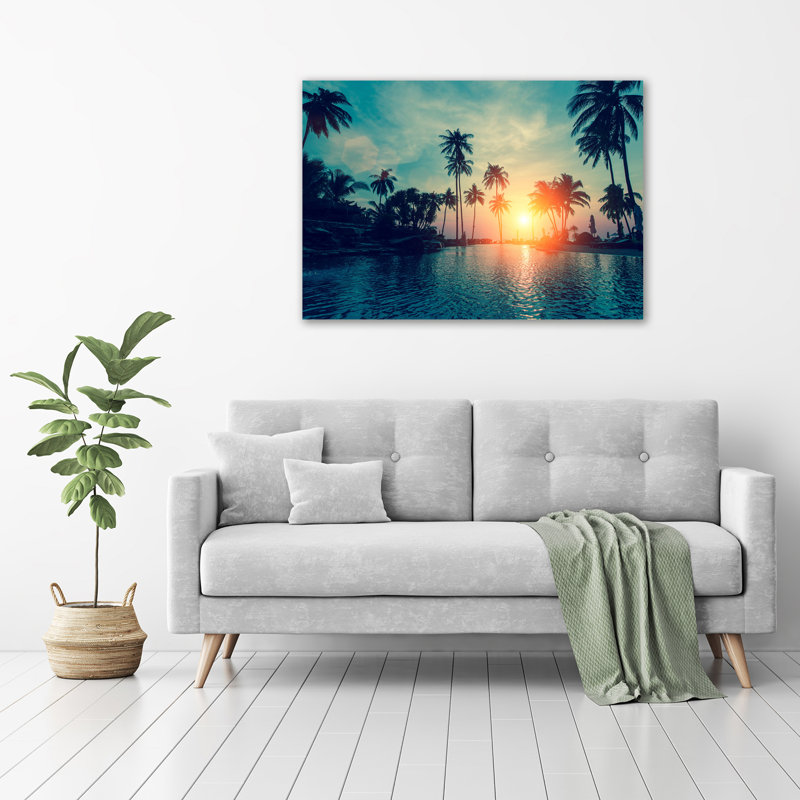 Sunset Palm Trees - Wrapped Canvas Print