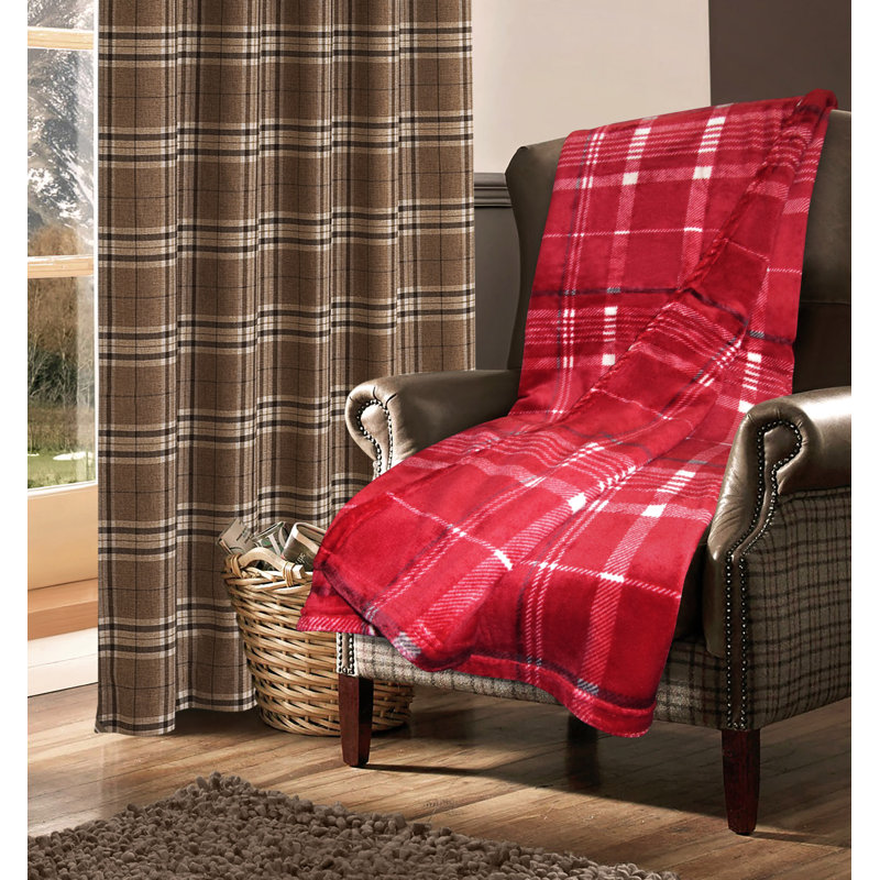 Baldev Soft Touch Check Snuggle Blanket Throw, Wine
