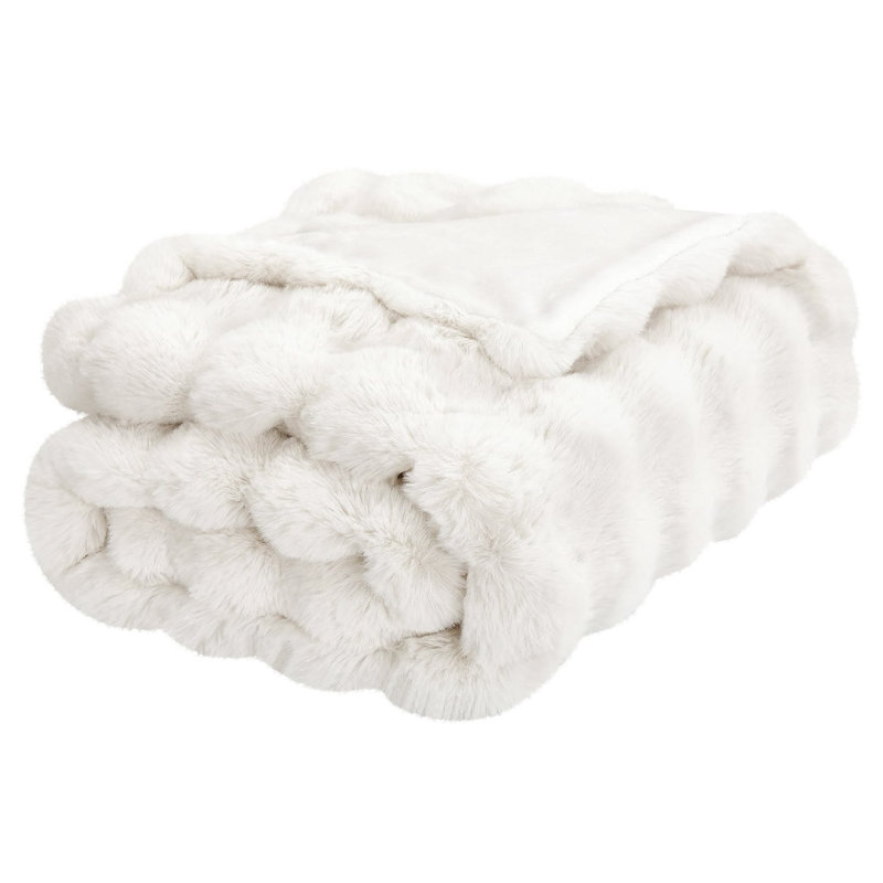 Jeté réversible Haalan Cozy, Très grand lit, White