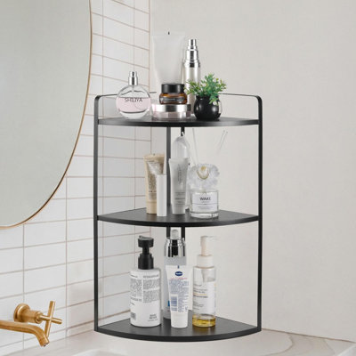  3-Tier Wood and Metal Corner Countertop Organizer