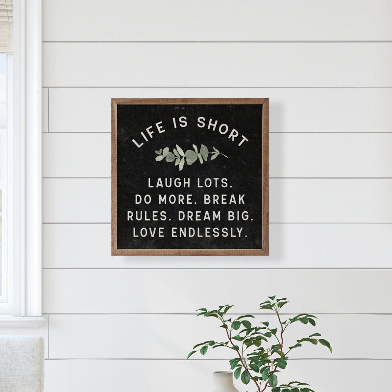 «Life Is Short Greenery», Noir, L 16 po x H 16 po