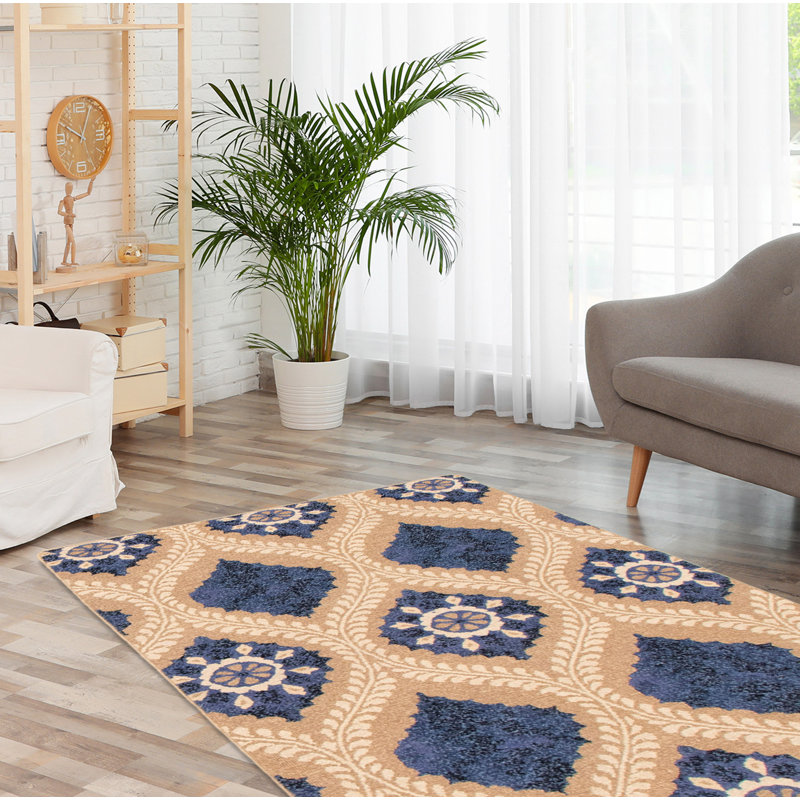Tapis kaki en laine tissé à plat à motif géométrique Kerensa, Rectangle 3 pi 6 po x 5 pi 6 po