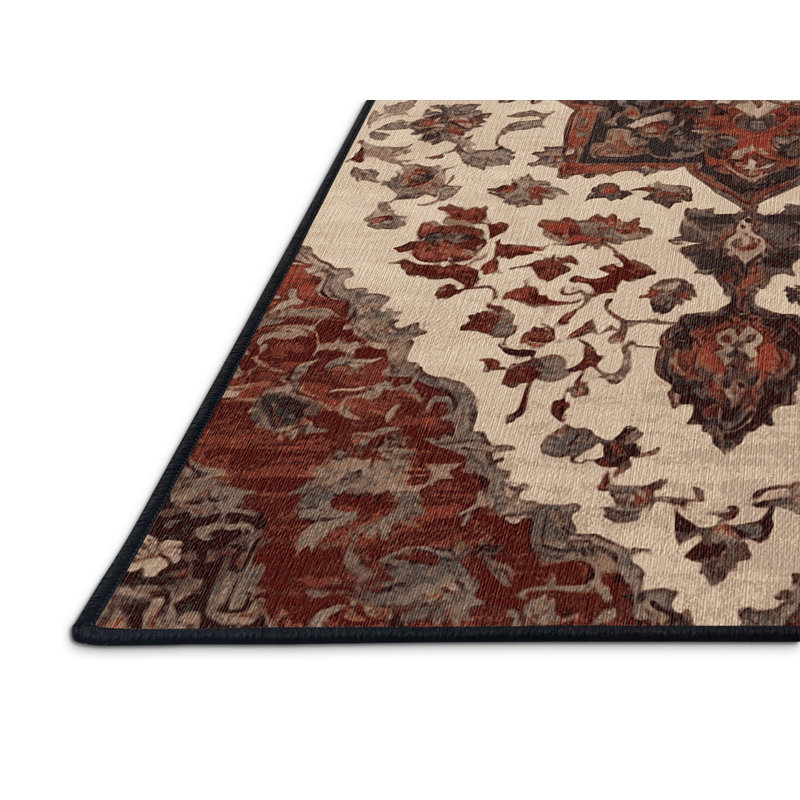 Machine Washable Black Area Rug, Round 6'