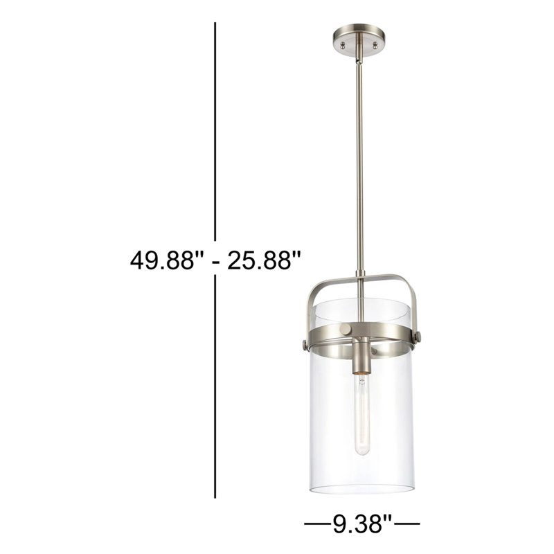 Fenecia 1-Light Dimmable Cylinder Pendant, Brushed Satin Nickel