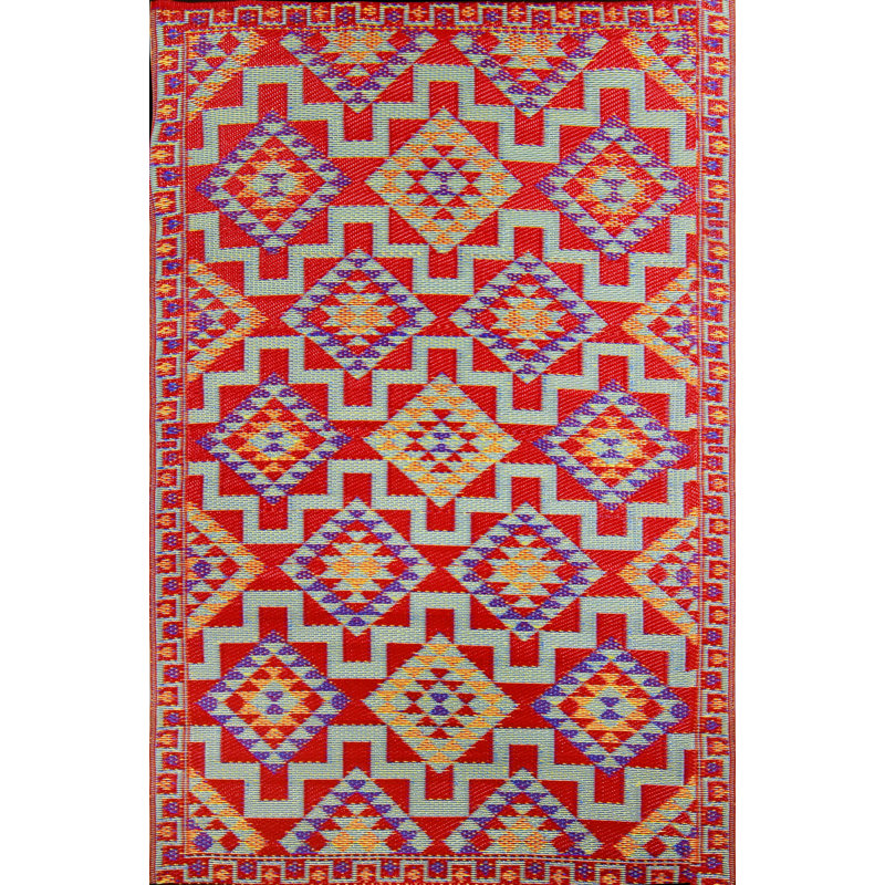 Tapis intérieur / extérieur en plastique réversible à séchage rapide Fiesta Premium, Rectangle 4 pi x 6 pi