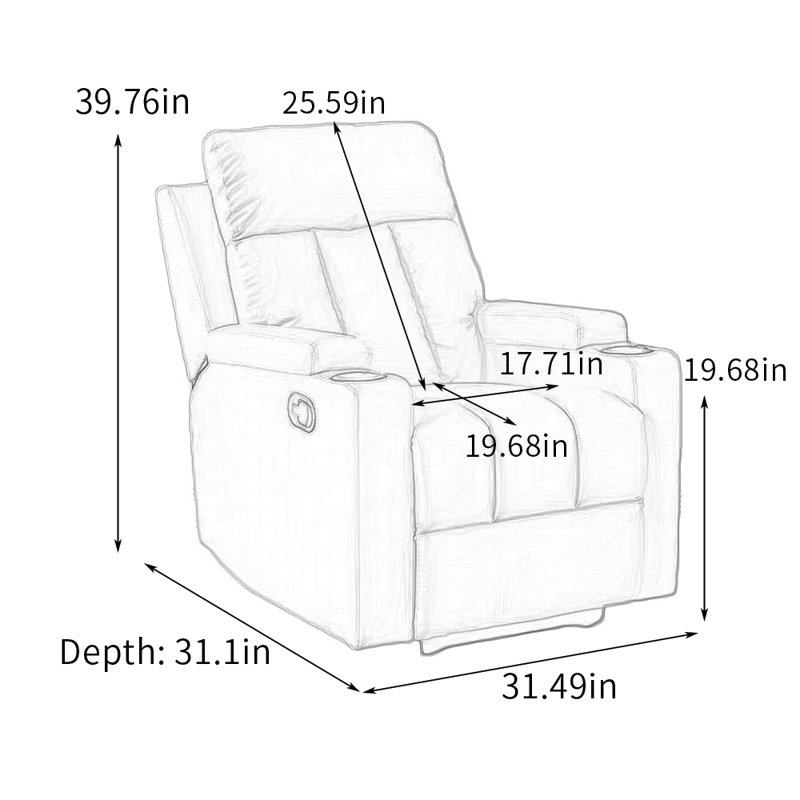 Fauteuil inclinable Comfort: siège large et support à double bonnet rembourré, Fibre de polyester orange