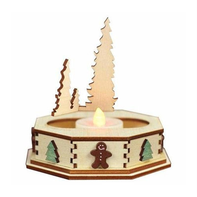 Old World Christmas 4.25" Wood Tabletop Tealight Holder In Cream;wood