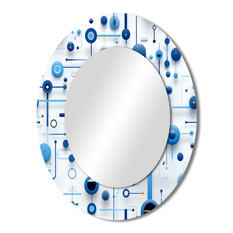 Vadlamudi - Miroir mural ovale bleu, H 43 po x l 33 po