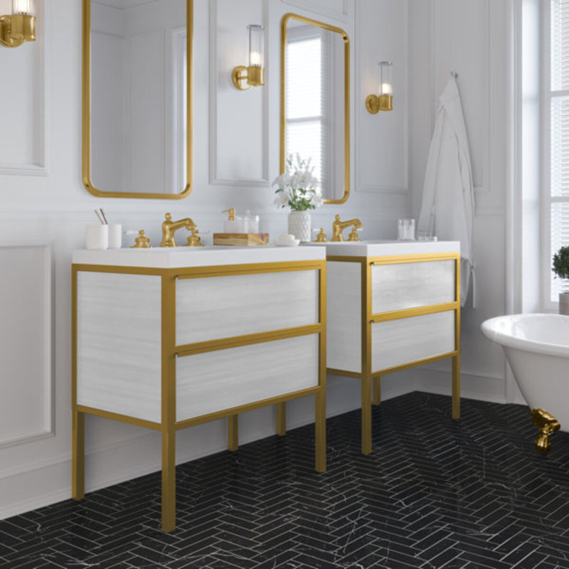 Element 30" Single Bathroom Vanity Set, White/Gold