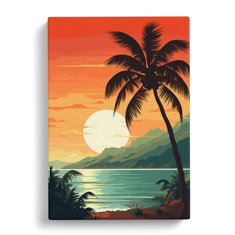 Palm Tree Deco - Wrapped Canvas, 60cm H x 40cm W x 3cm D