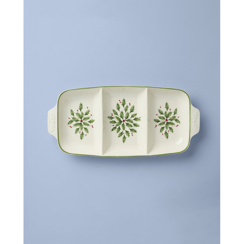 Lenox Holiday Carved Divided Dish