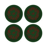Christmas Berries Vegan Leather Round Pebble Placemat