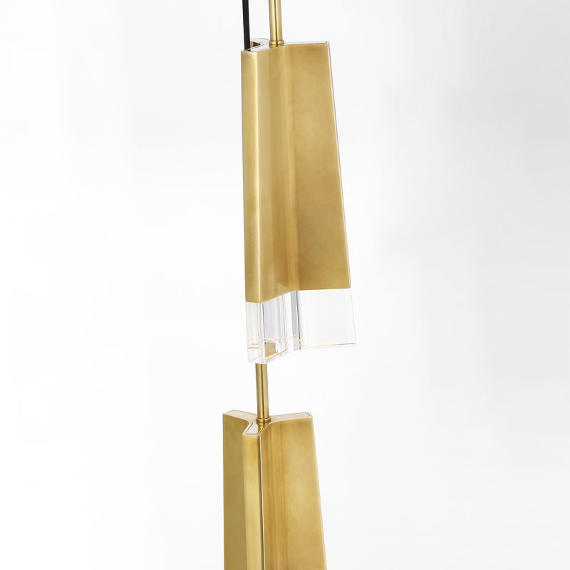 Thomas O'Brien Matcha 2 Light Pendant in Bronze with Clear Glass, Hand-Rubbed Antique Brass