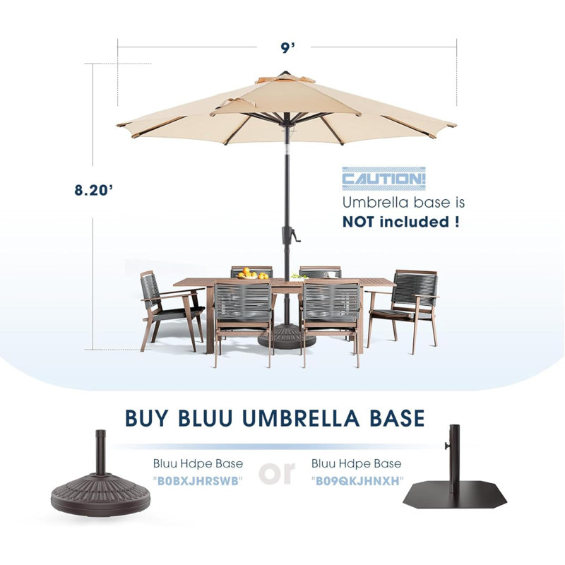 Parasol de marché 6,4 po avec manivelle Khymir, Beige