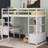 Loft Bed with Built-in Desk with Two Drawers, and Storage Shelves and Drawers-102409168-102409166