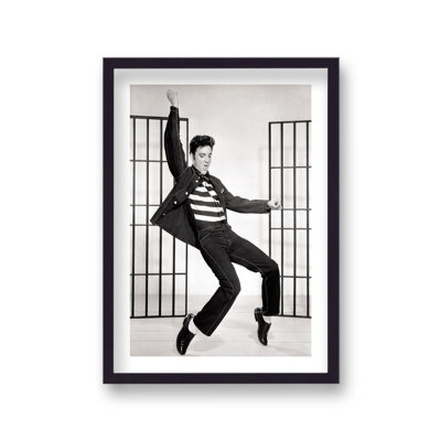 Black and White Elvis Classic Jailhouse Rock 1 Piece Single Picture Frame Wall Art