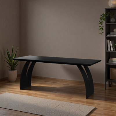 Black Durable Ash Wood Iron Writing Desk