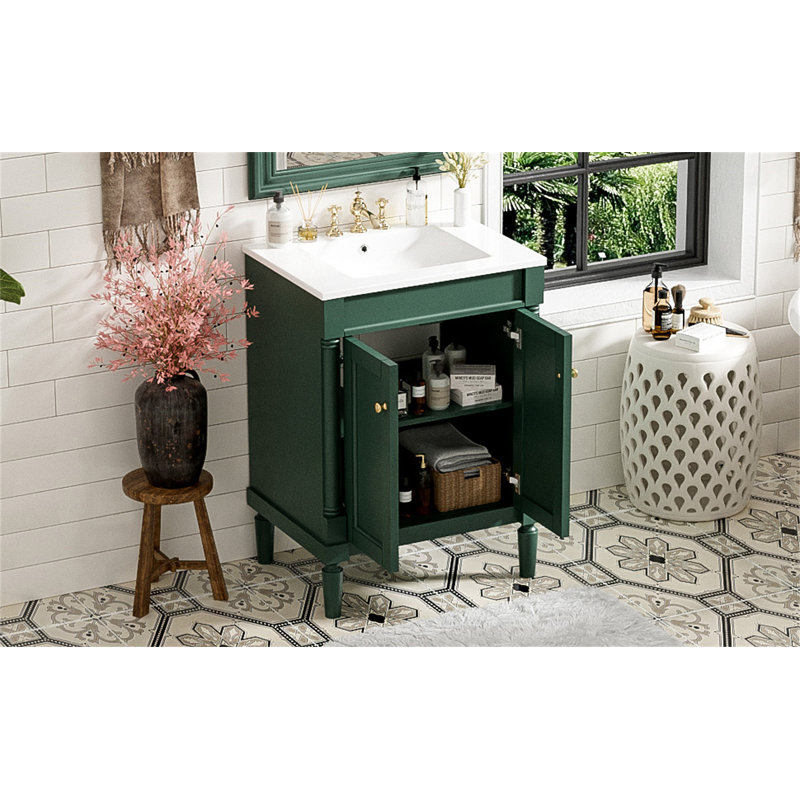 Meuble-lavabo 24 po avec lavabo supérieur, Vert