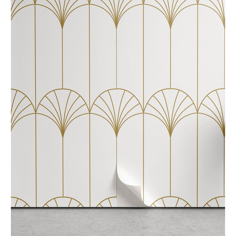 Kamayla Peel & Stick Geometric Roll, 13" x 100", White Sand Brown