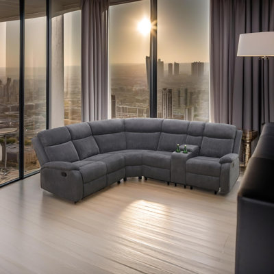 Ensemble de canapé inclinable en U gris foncé