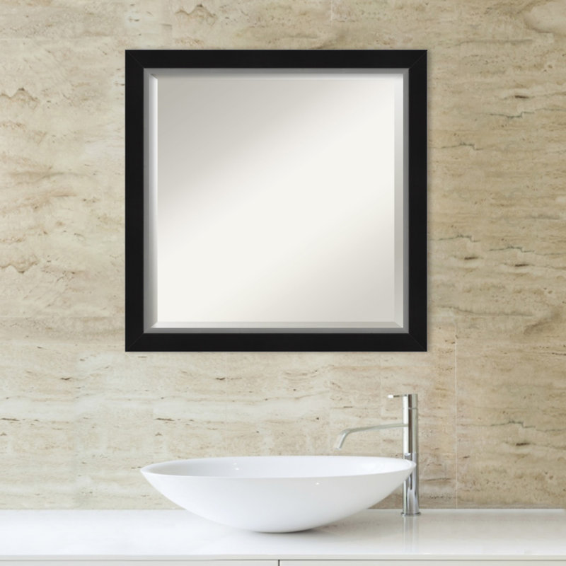 Quade Mirror, 23" x 23", Satin Black/Silver