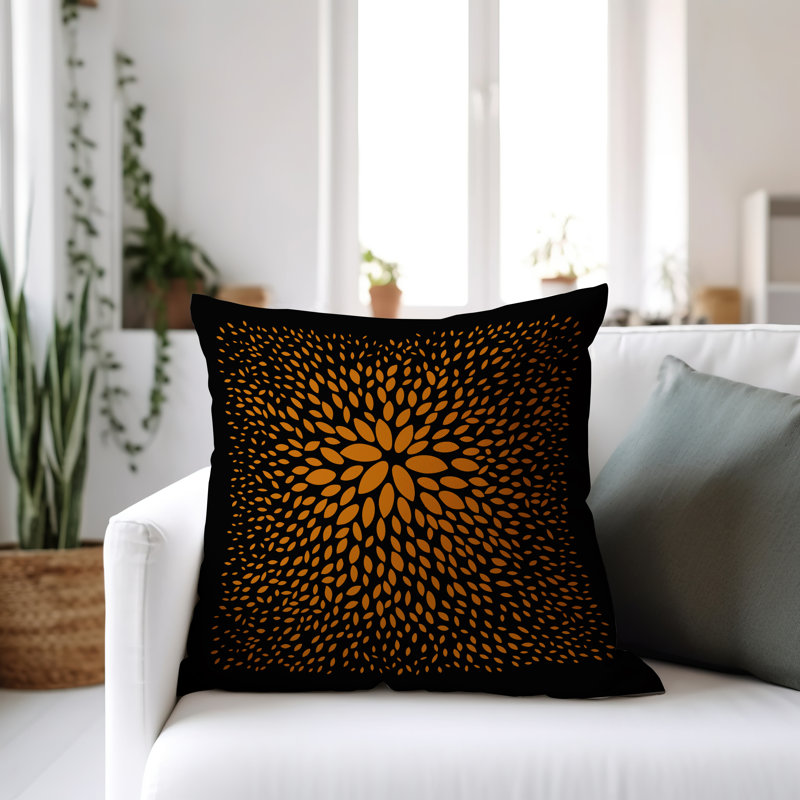 Coussin décoratif réversible en polyester filé Bavière, H 17 po x l 17 po, Orange / noir