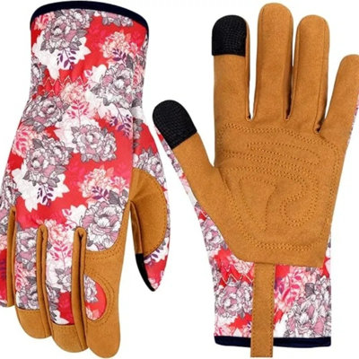 Leather Gardening Gloves For Women – Thorn Proof, Touch Screen Compatible, Breathable & Flexible Working Gloves
